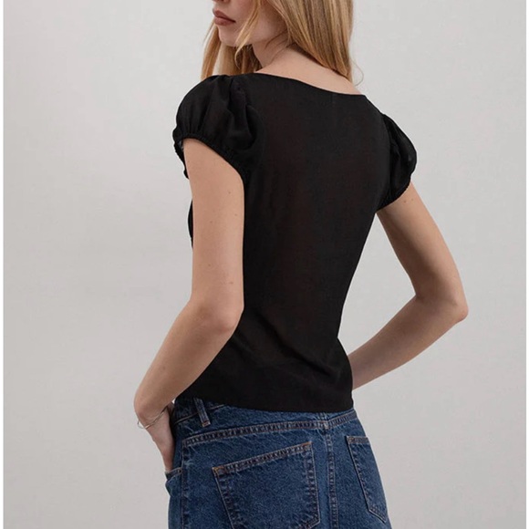 Motel Rocks Rolina Blouse In Chiffon Black - Picture 3 of 8